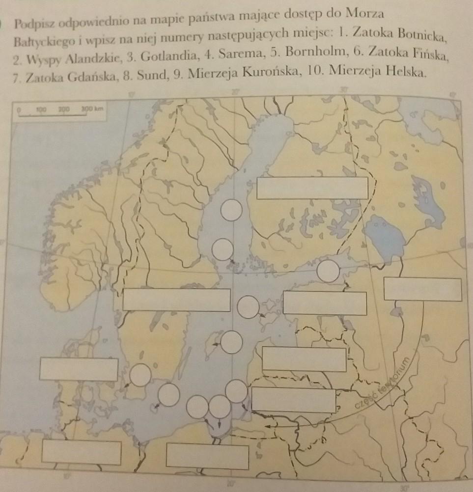 Bałtyckiego i wpisz na niej numery następujących miejsc 1. Zatoka