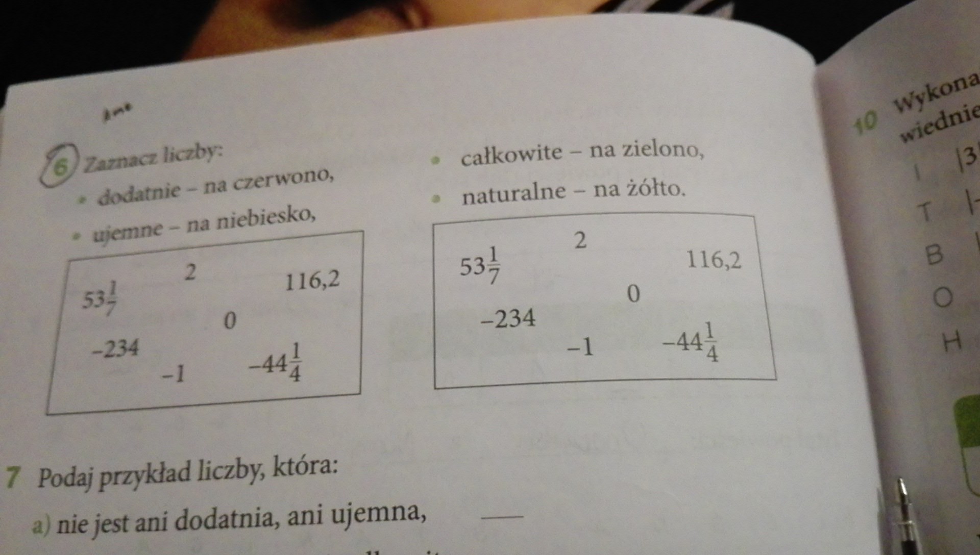 Zaznacz liczby• dodatnie na czerwono,• ujemne na niebiesko
