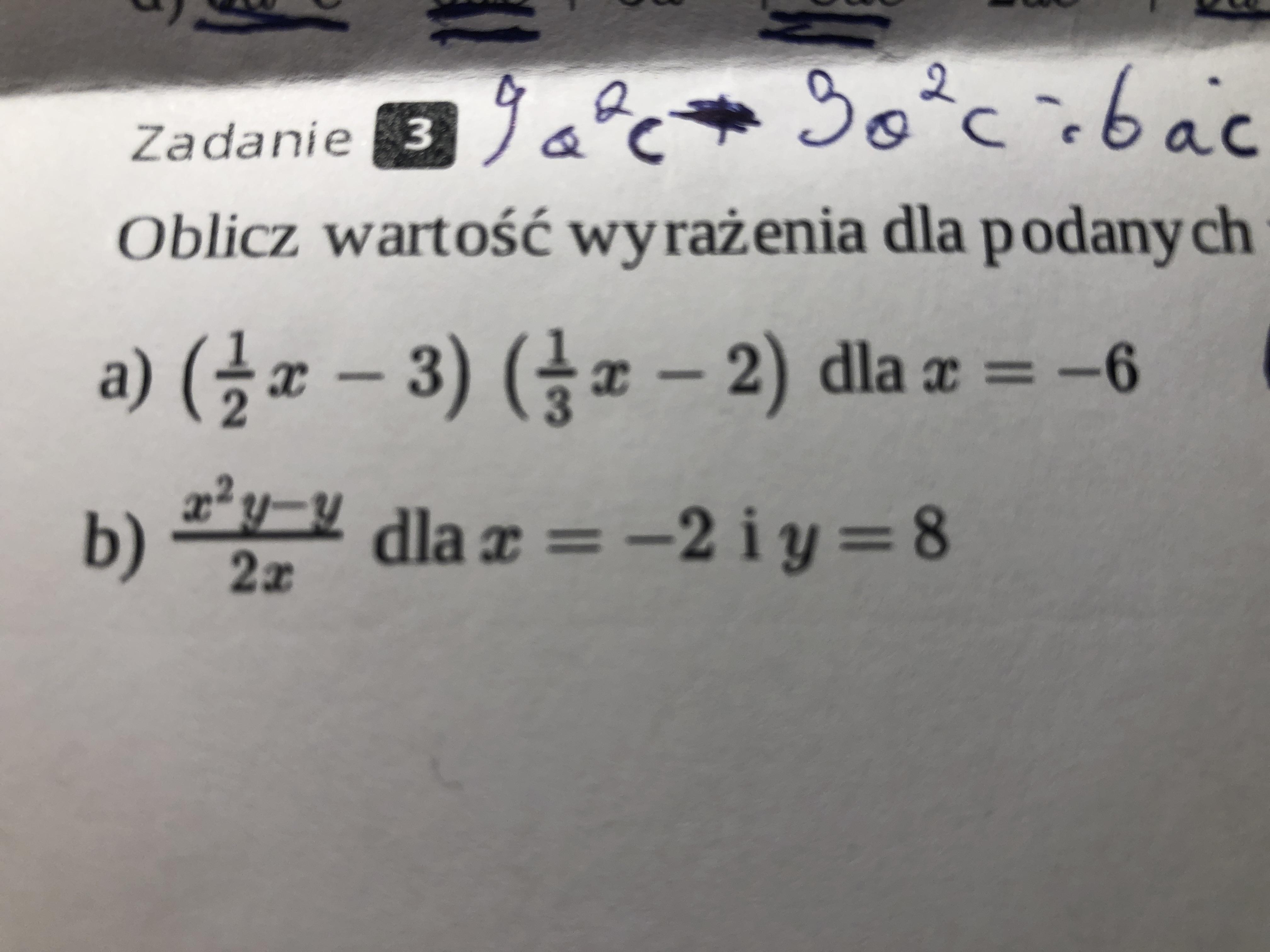 Oblicz Wartość Wyrażenia Dla X=-3
