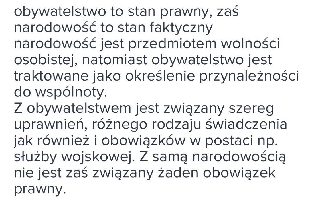 Wyjaśnij czym obywatelstwo różni się od narodowości powiedz kto może