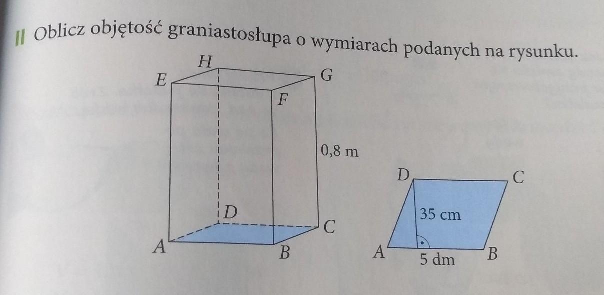 Oblicz Objętość Graniastosłupa O Wymiarach Podanych Na Rysunku