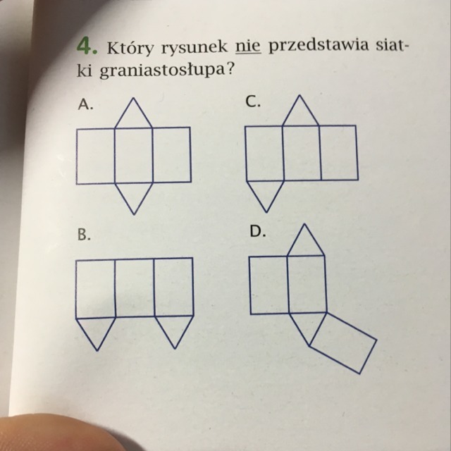 Który rysunek nie przedstawia siatki graniastosłupa? Proszę o szybką