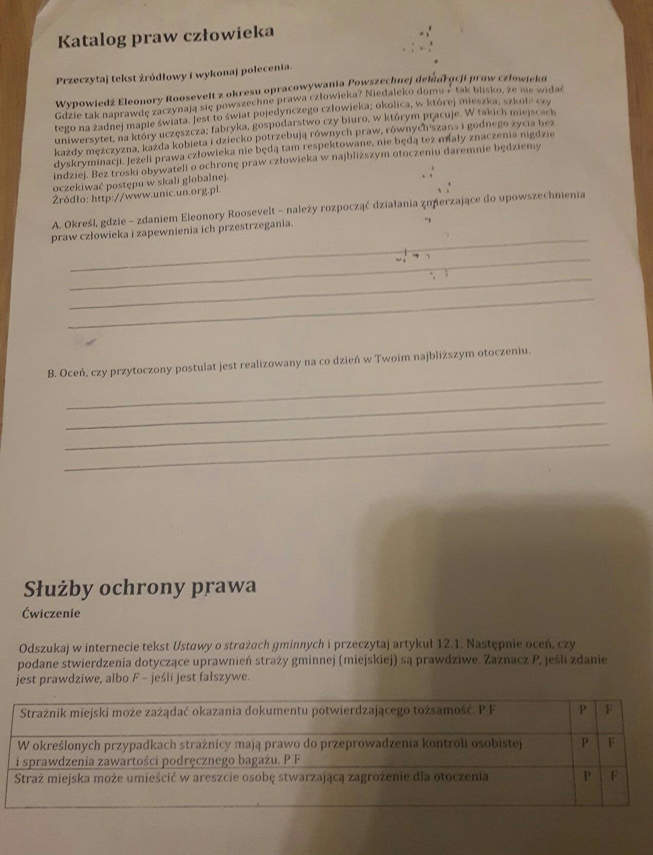 katalog praw człowieka. Przeczytaj tekst źródłowy i wykonaj polecenia.A