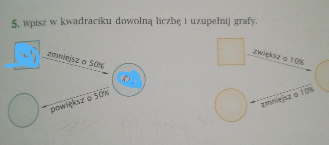 5. Wpisz w kwadracikw kwadraciku dowolną liczbę i uzupełnij grafy pllz