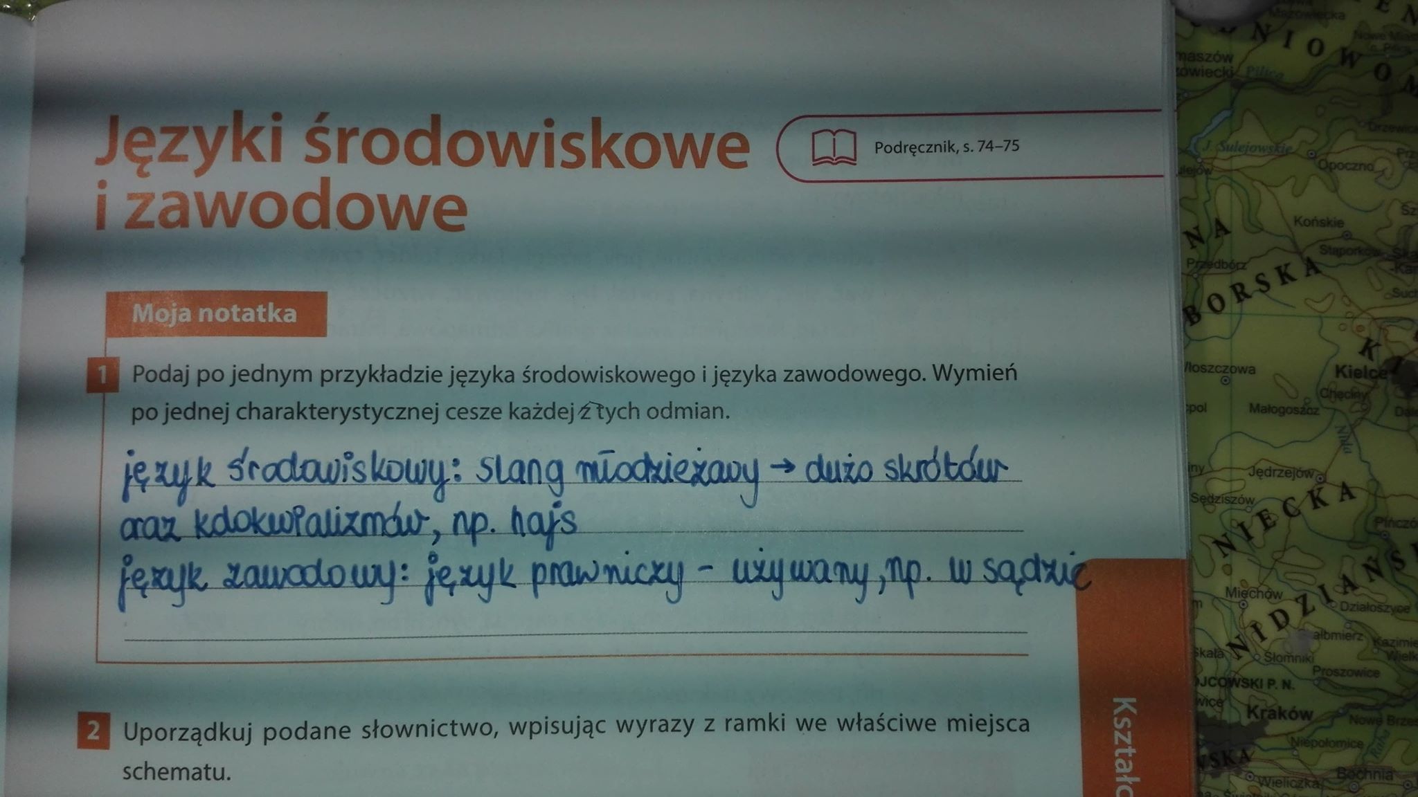 podaj po jednym przykładzie języka środowiskowego i języka zawodowego