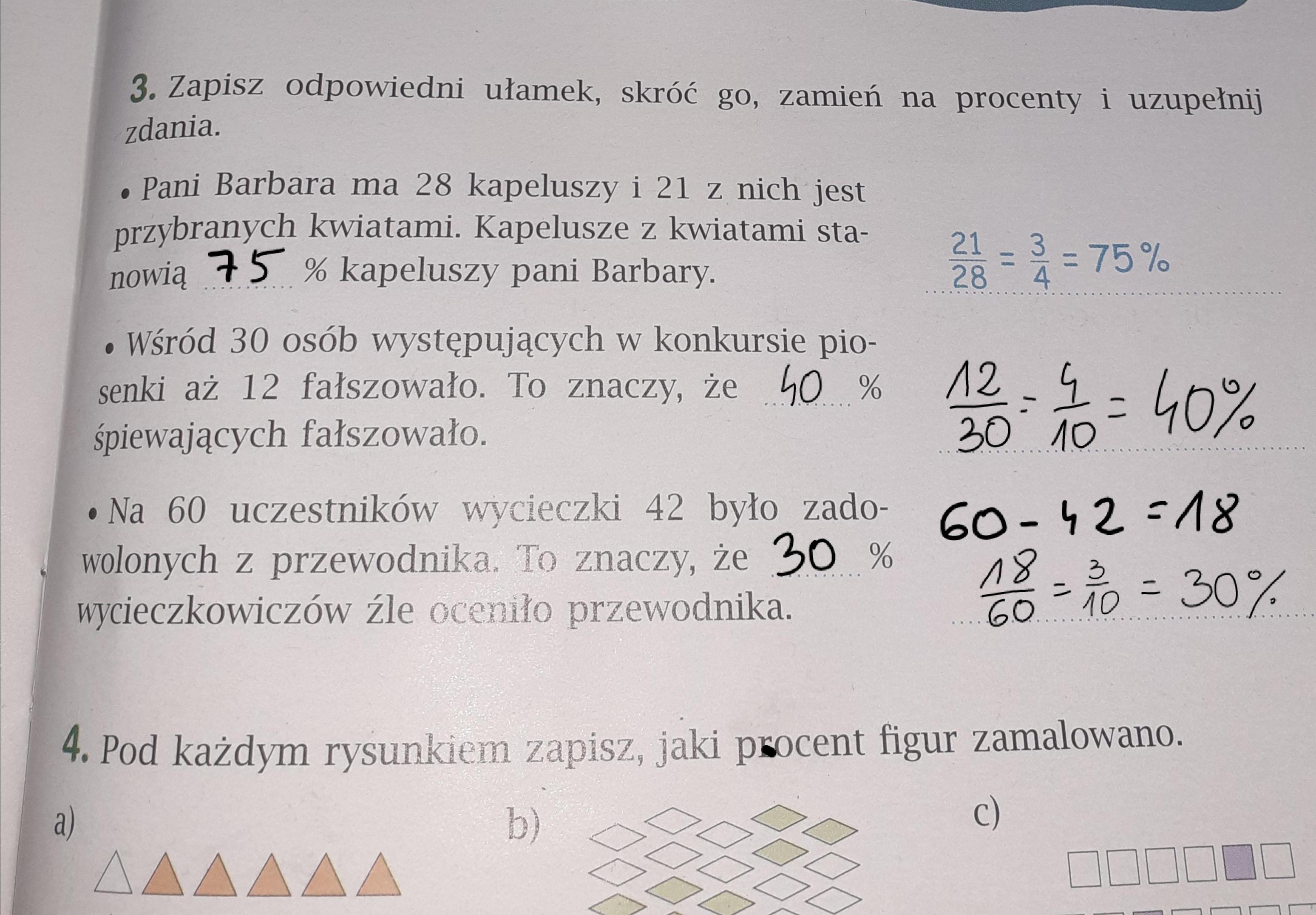 1.Na rysunku jest 20 kwiatków. Ile procent wszystkich kwiatków