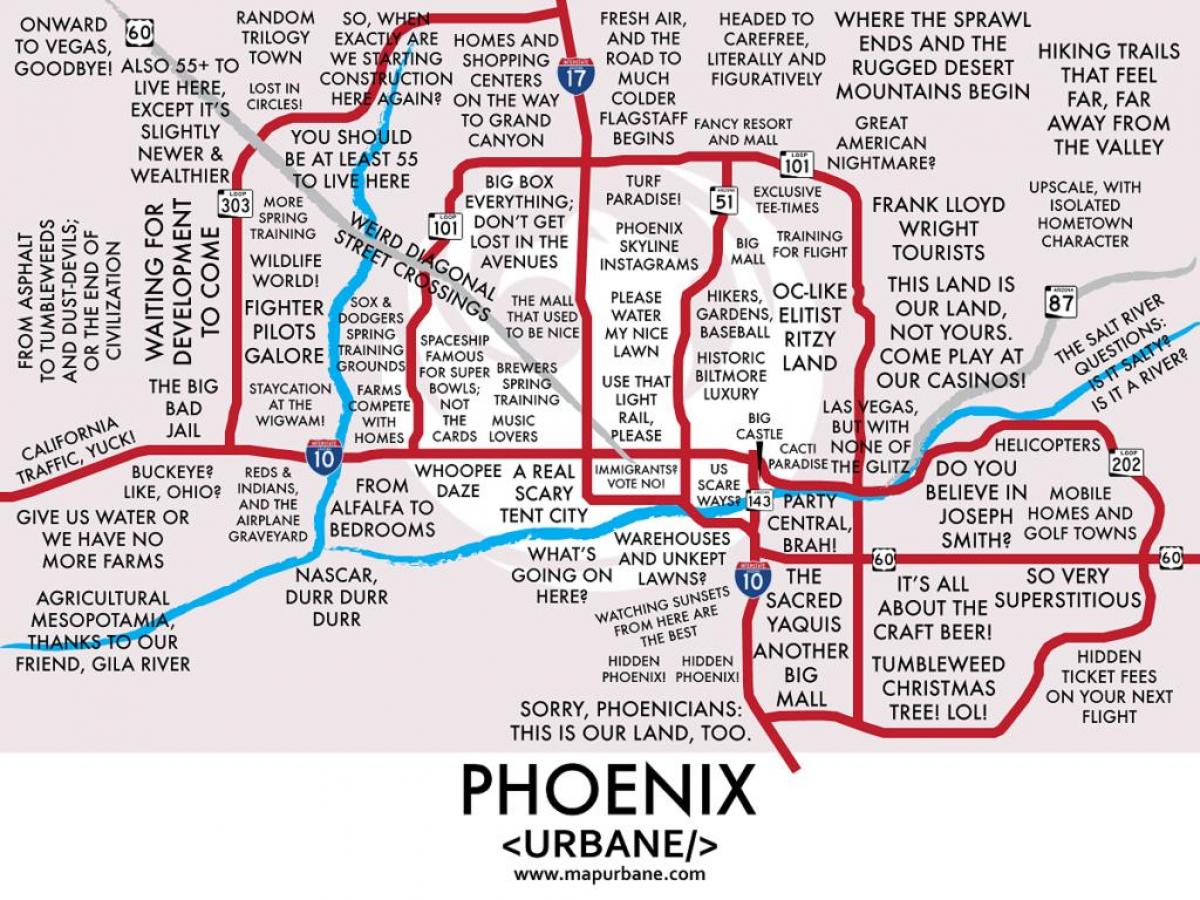 Mapa okolic Phoenix Phoenix mapa okolic (Arizona, USA)