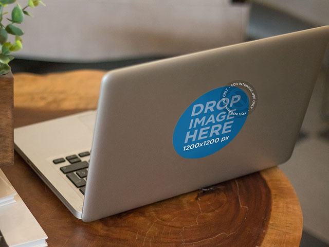Placeit Branding Mockup Featuring a Decal Laptop Sticker