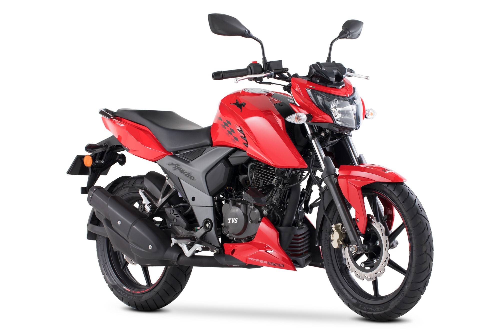 TVS Apache RTR 160 4V Una moto de carreras con placas