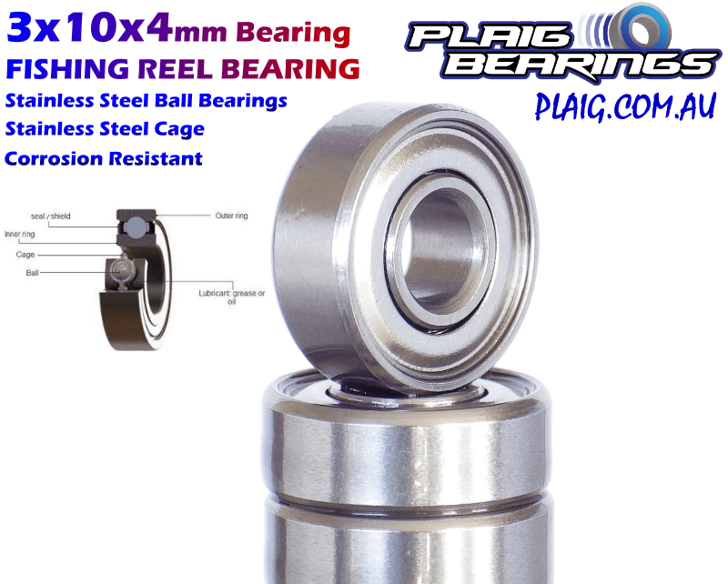3x10x4mm Fishing Reel Bearing Stainless Steel SMR103zz Plaig Bearings