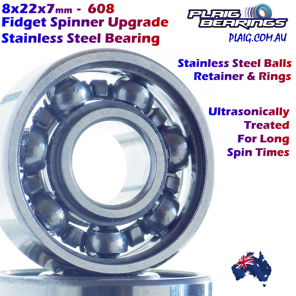 8x22x7mm Stainless Steel Fidget Spinner Bearing Upgrade 608 Plaig