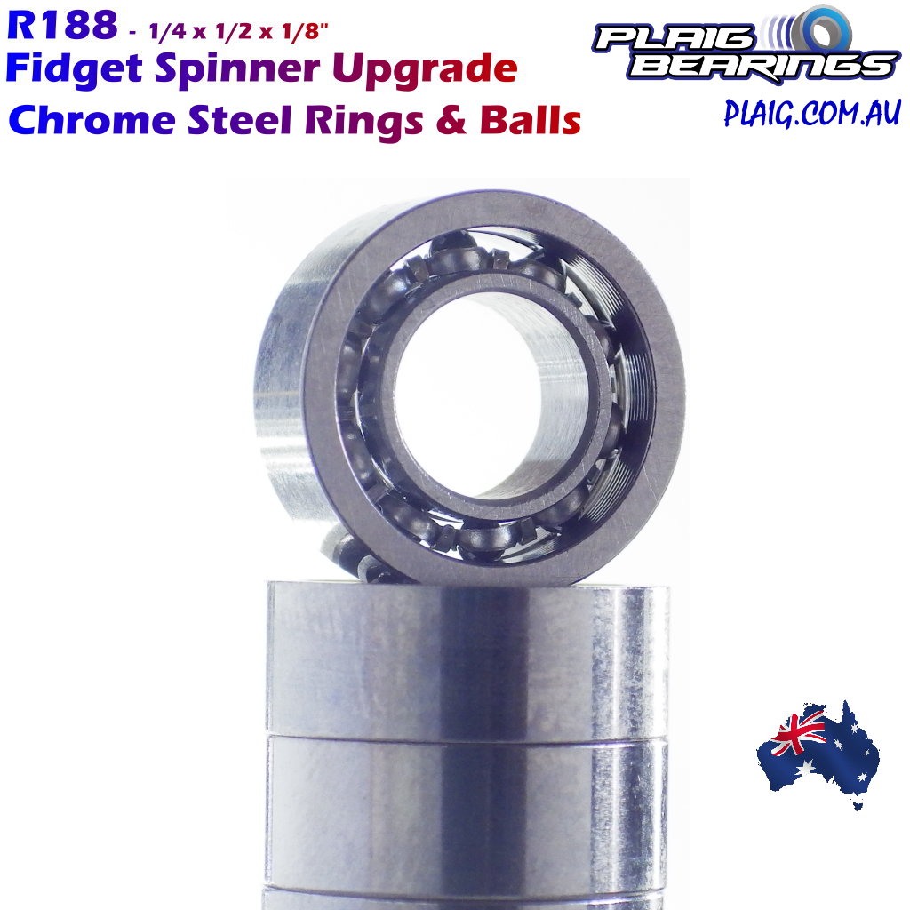 R188 Fidget Spinner Bearing Upgrade Chrome Steel 1/2″ Plaig Bearings