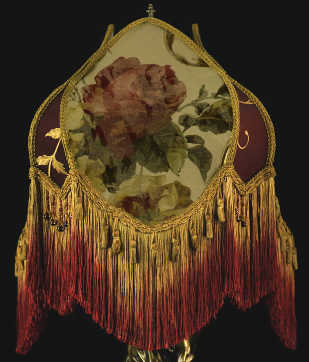 Vintage Victorian Lamp shade Fringed Beaded ROSES! WOW eBay