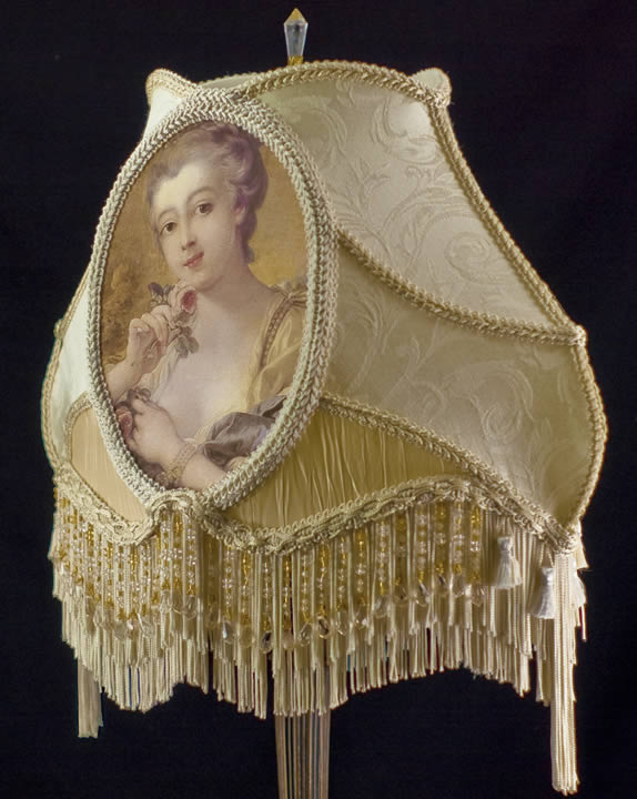 VICTORIAN LAMP SHADE CAMEO IVORY GOLD FABRIC LADY ROSE eBay