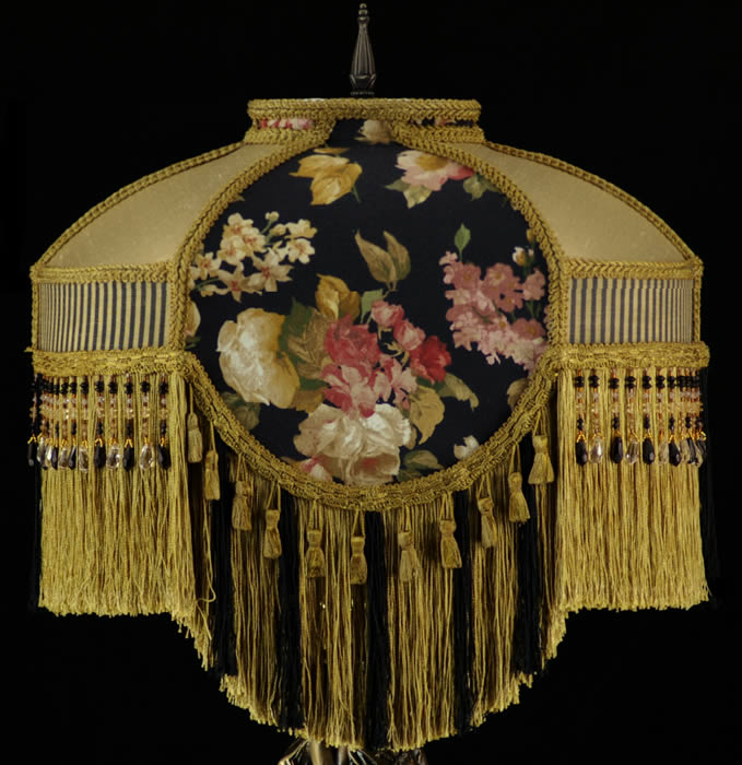 VICTORIAN LAMP SHADE WAVERLY BLACK GOLD SILK FABRIC eBay