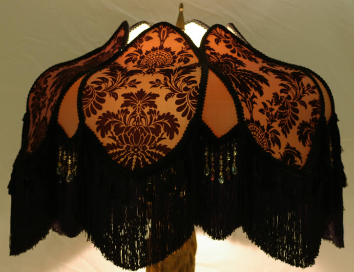 VICTORIAN FLOOR LAMP SHADE BLACK GOLD SILK fabric beads eBay