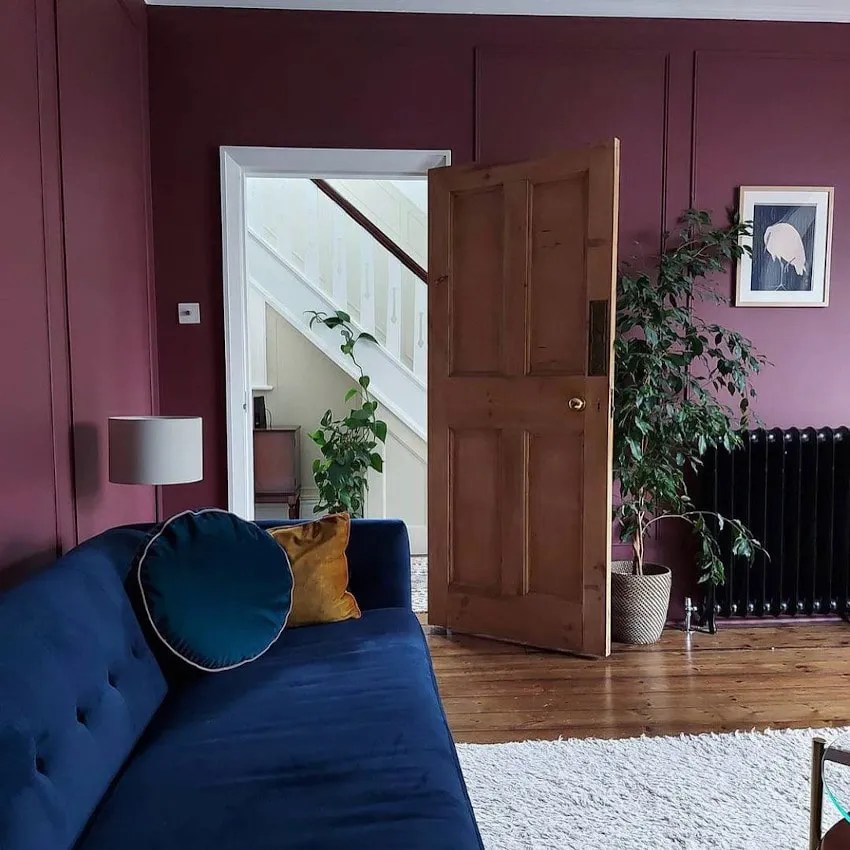 Little Greene dark purple paint colors for living room