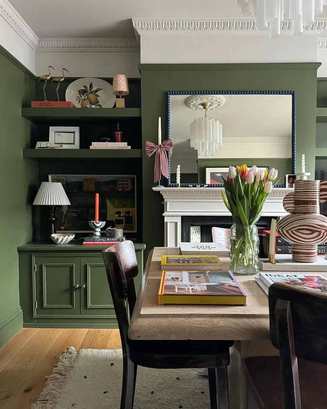 Farrow and Ball dark green paint colors for living room