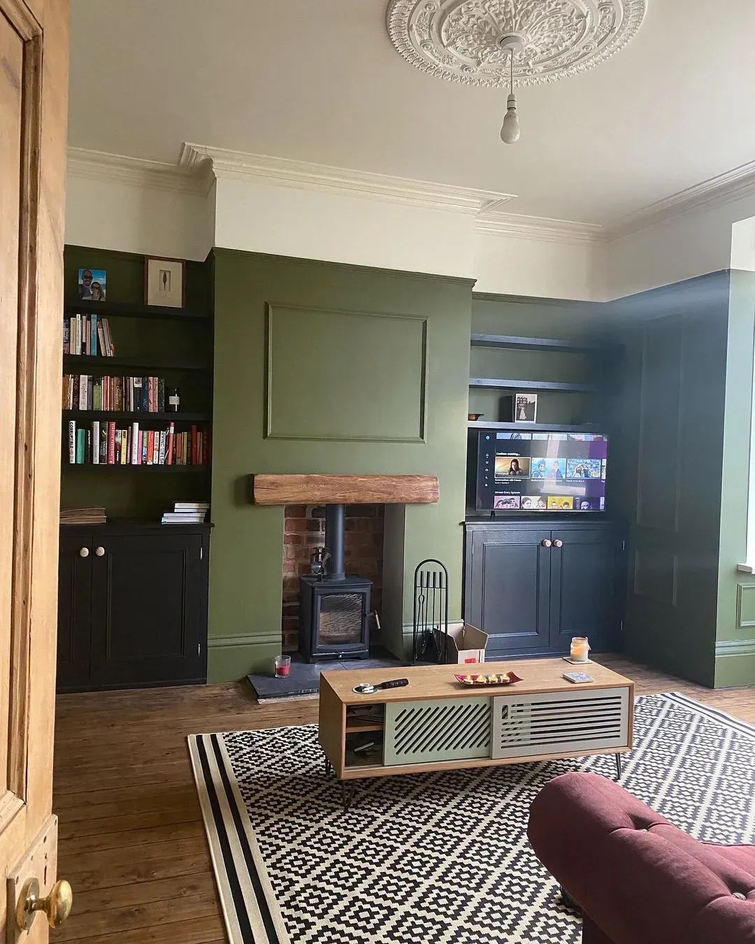 Farrow and Ball dark green paint colors for living room