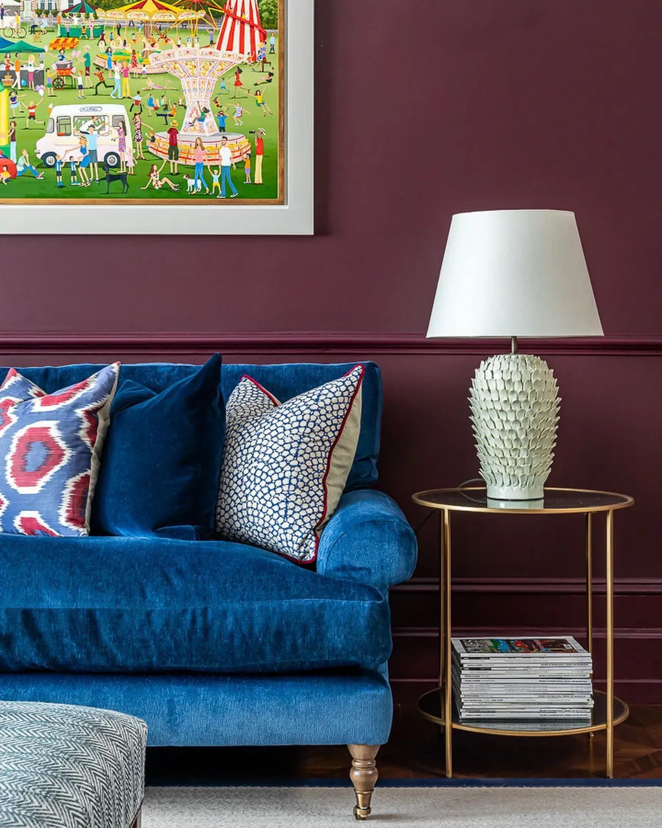 Farrow and Ball dark purple paint colors for living room
