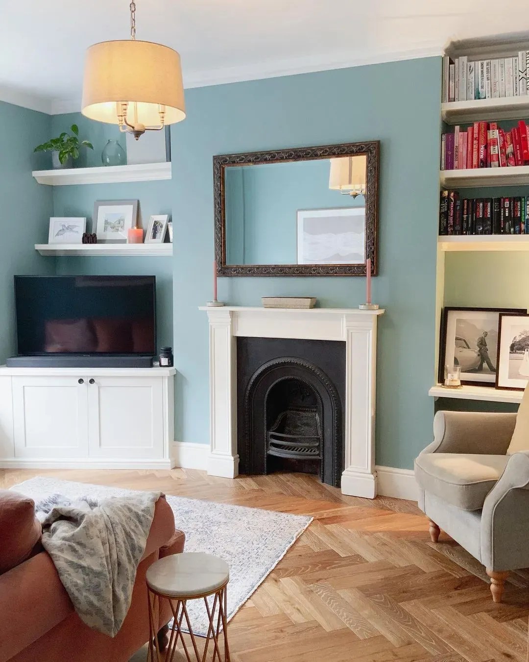 Farrow and Ball midtone blue paint colors for living room