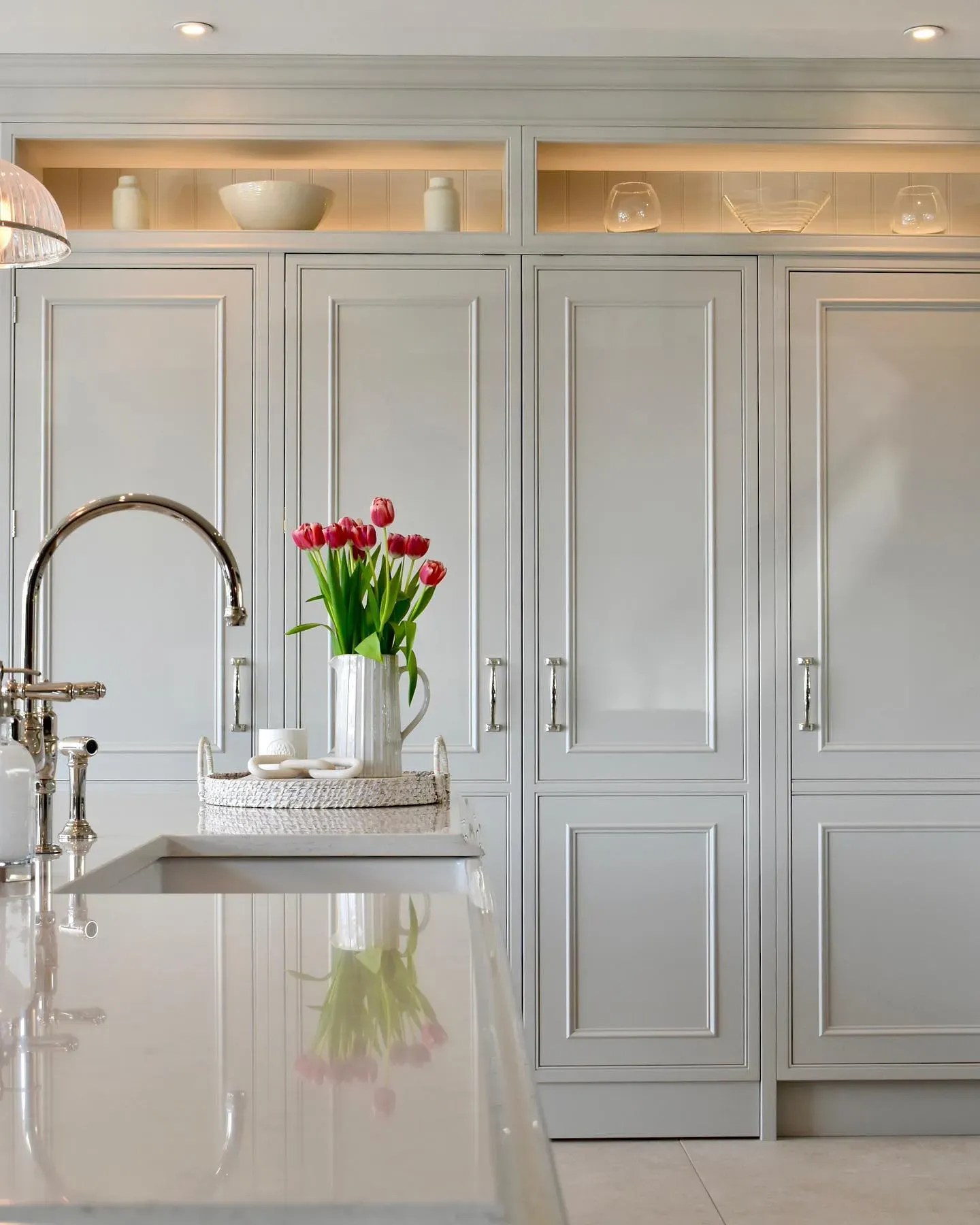 Little Greene midtone grey paint colors for kitchen