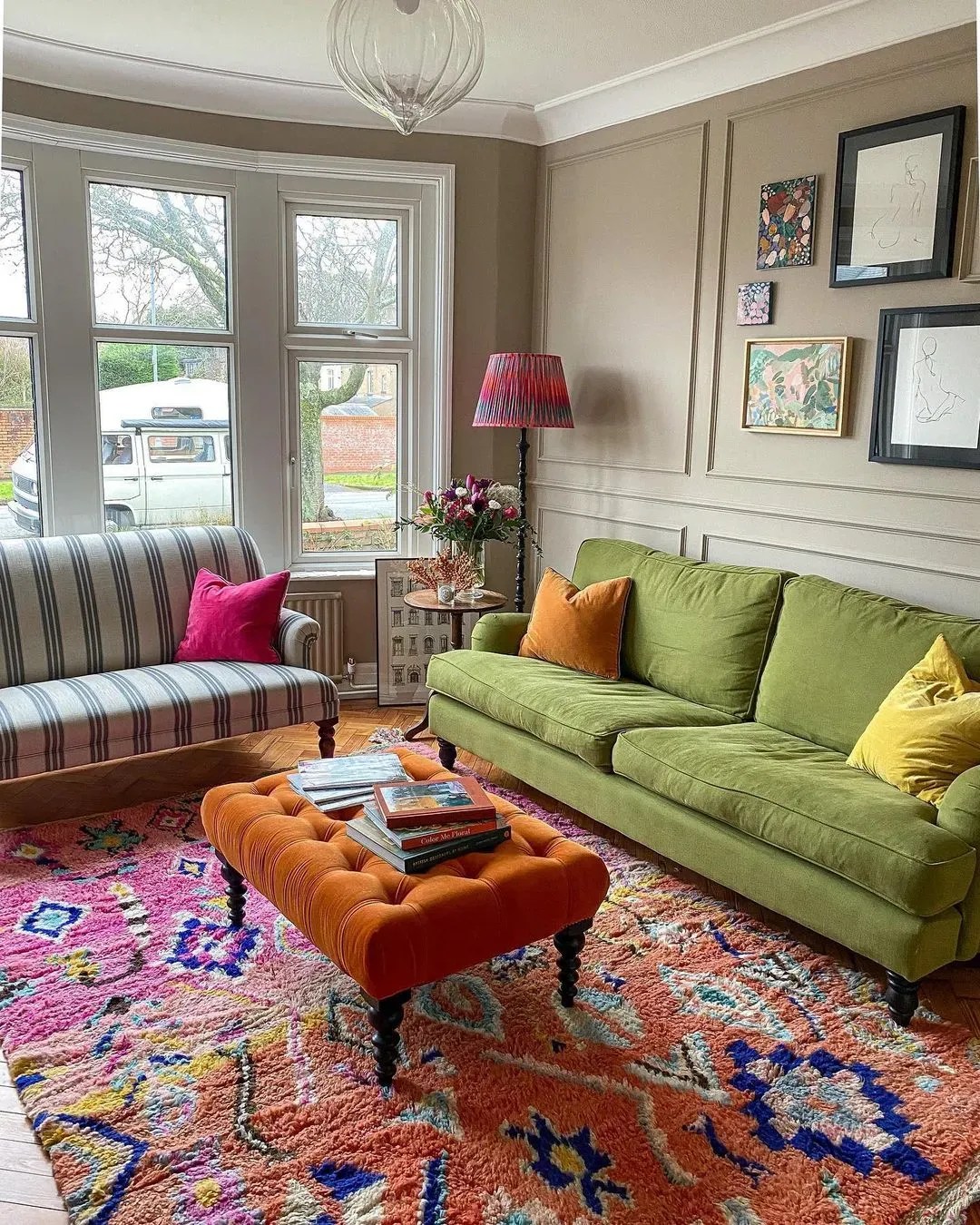 Farrow and Ball midtone greige paint colors for living room