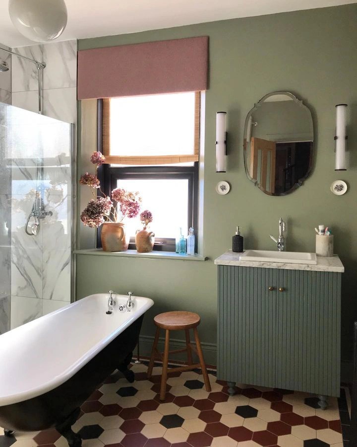 Farrow and Ball green paint colors for bathroom