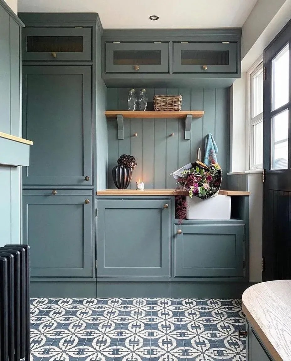 Little Greene dark grey paint colors for kitchen