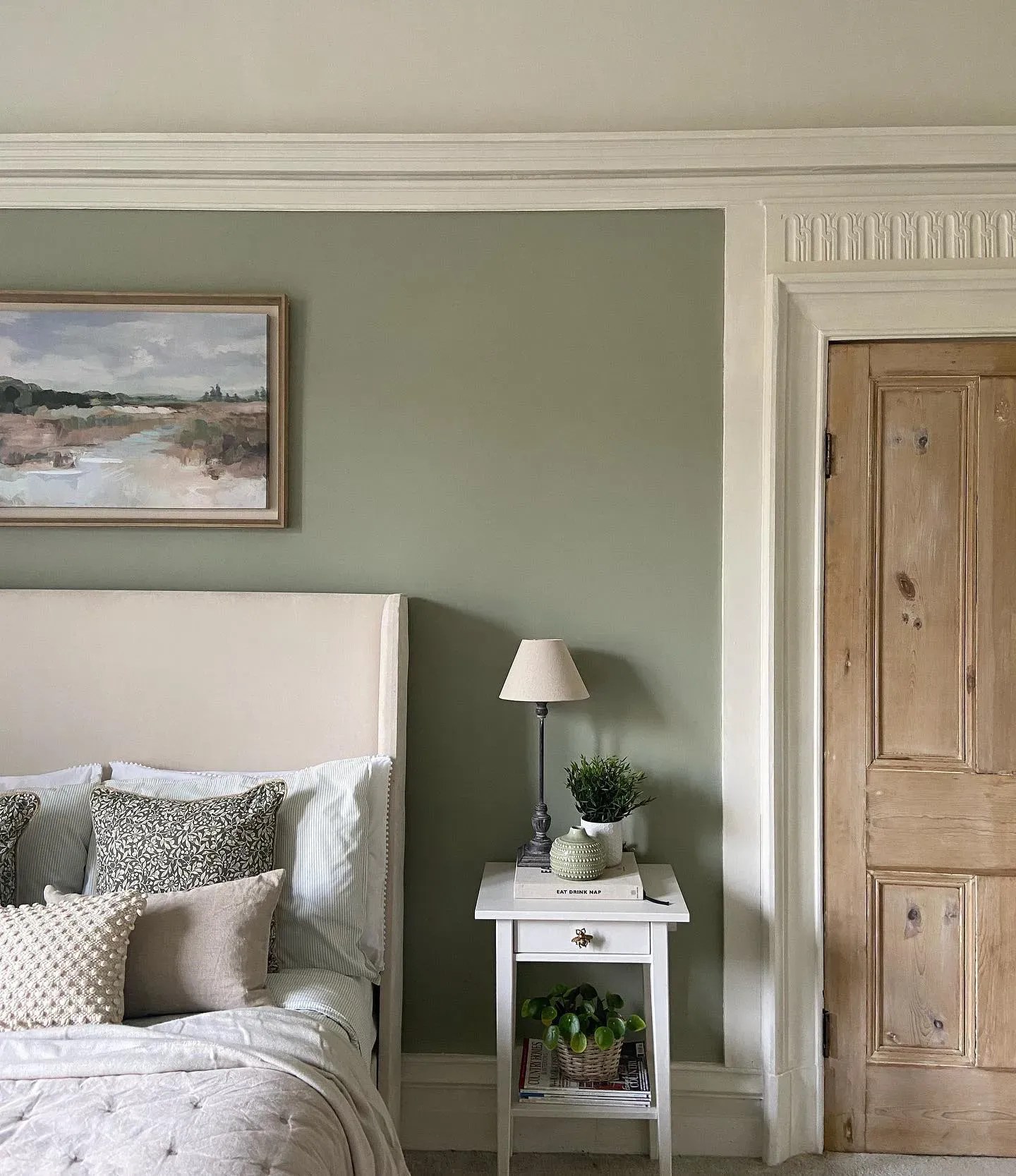 Little Greene midtone green paint colors for bedroom