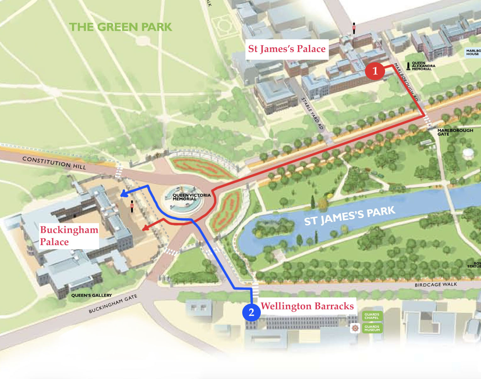 Changing the Guard Ceremony in photos with a detailed map