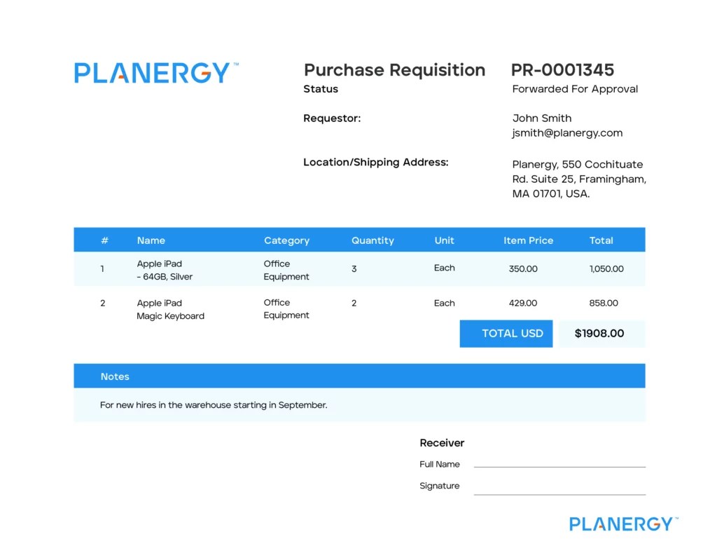 Purchase Requisition vs. Purchase Order Planergy Software