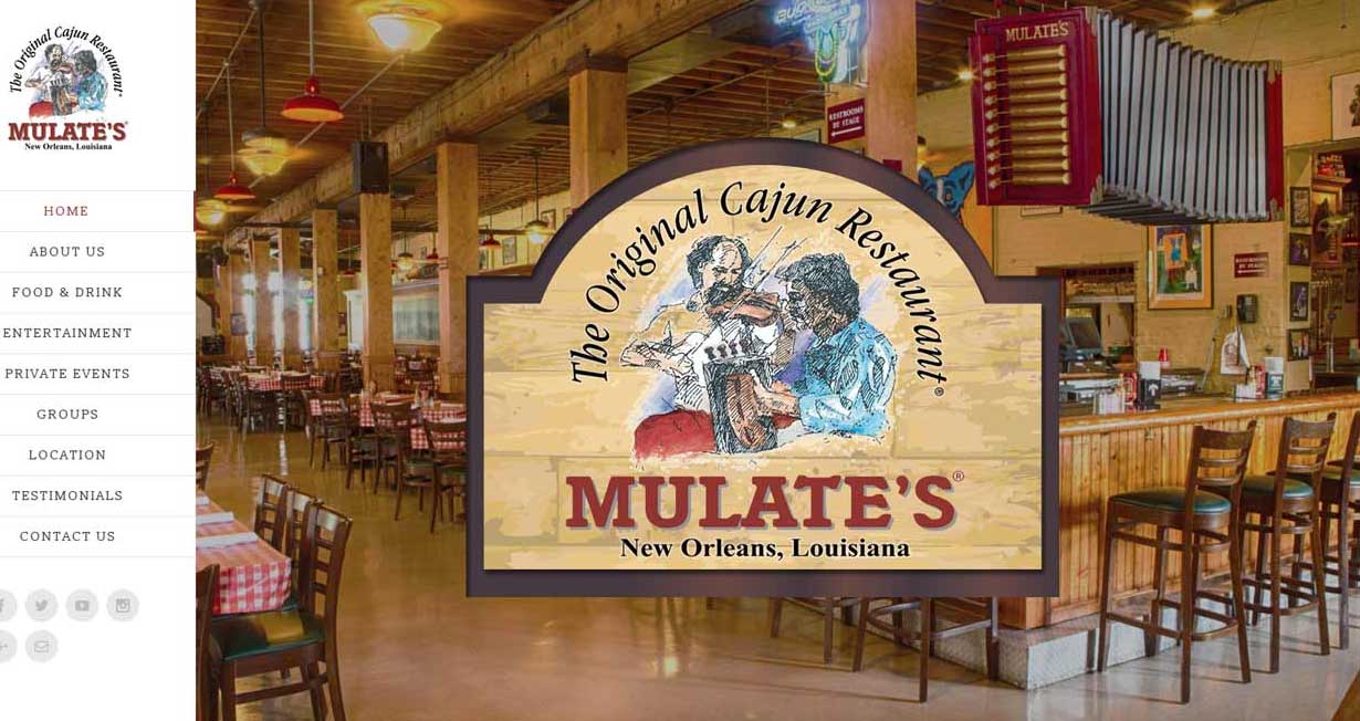 Mulate’s Cajun Restaurant New Orleans site Designers