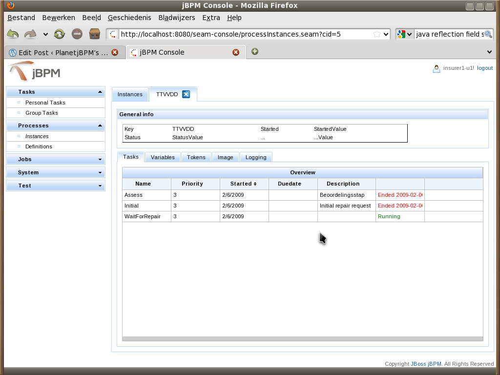 jBPM 3 seam/jsf/richfaces based console Weblog