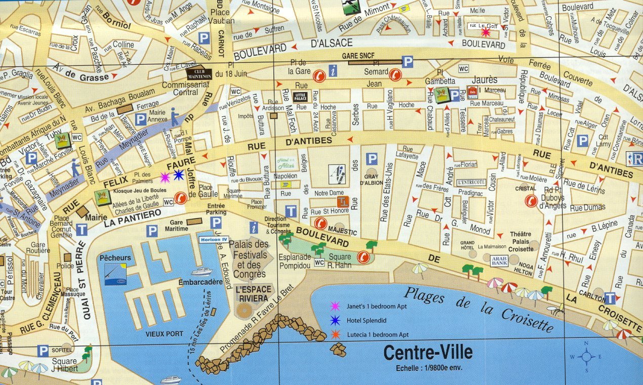 Kaart Nice Cannes Map of Cannes. City maps of France —