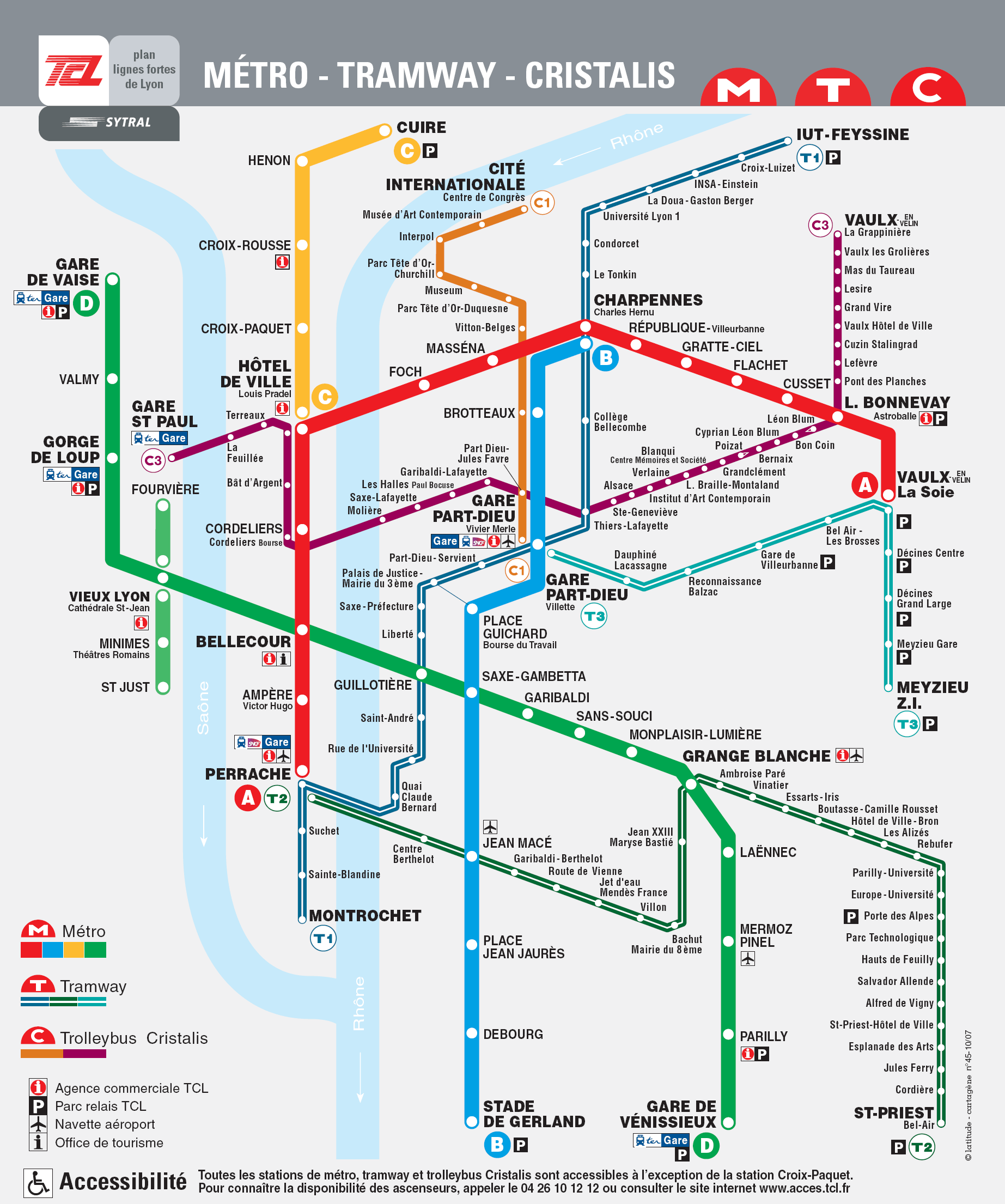 Carte M Ra Lyon Metro map of Lyon. Metro maps of France. —