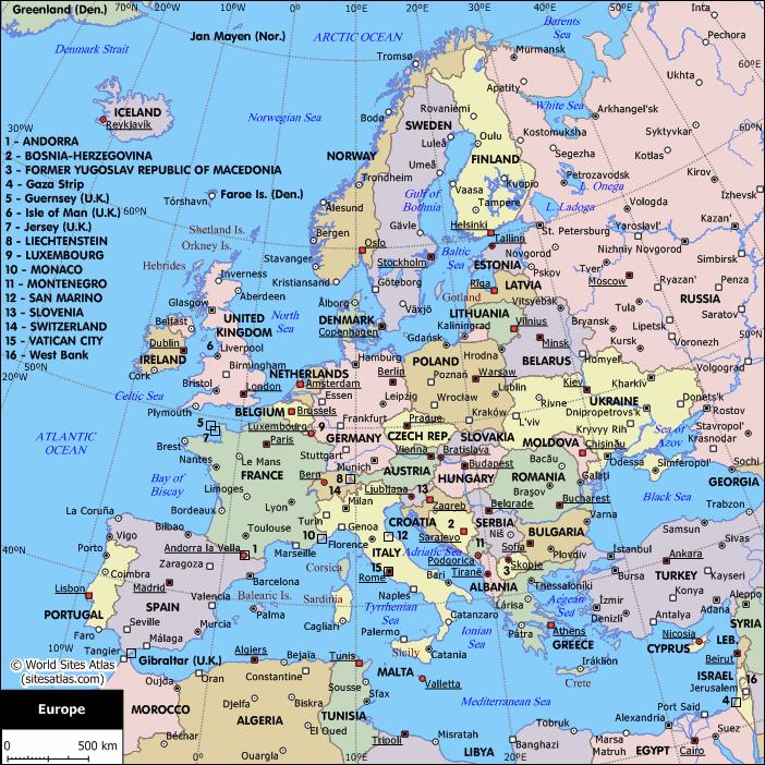 Map of the top travel destinations in Europ…