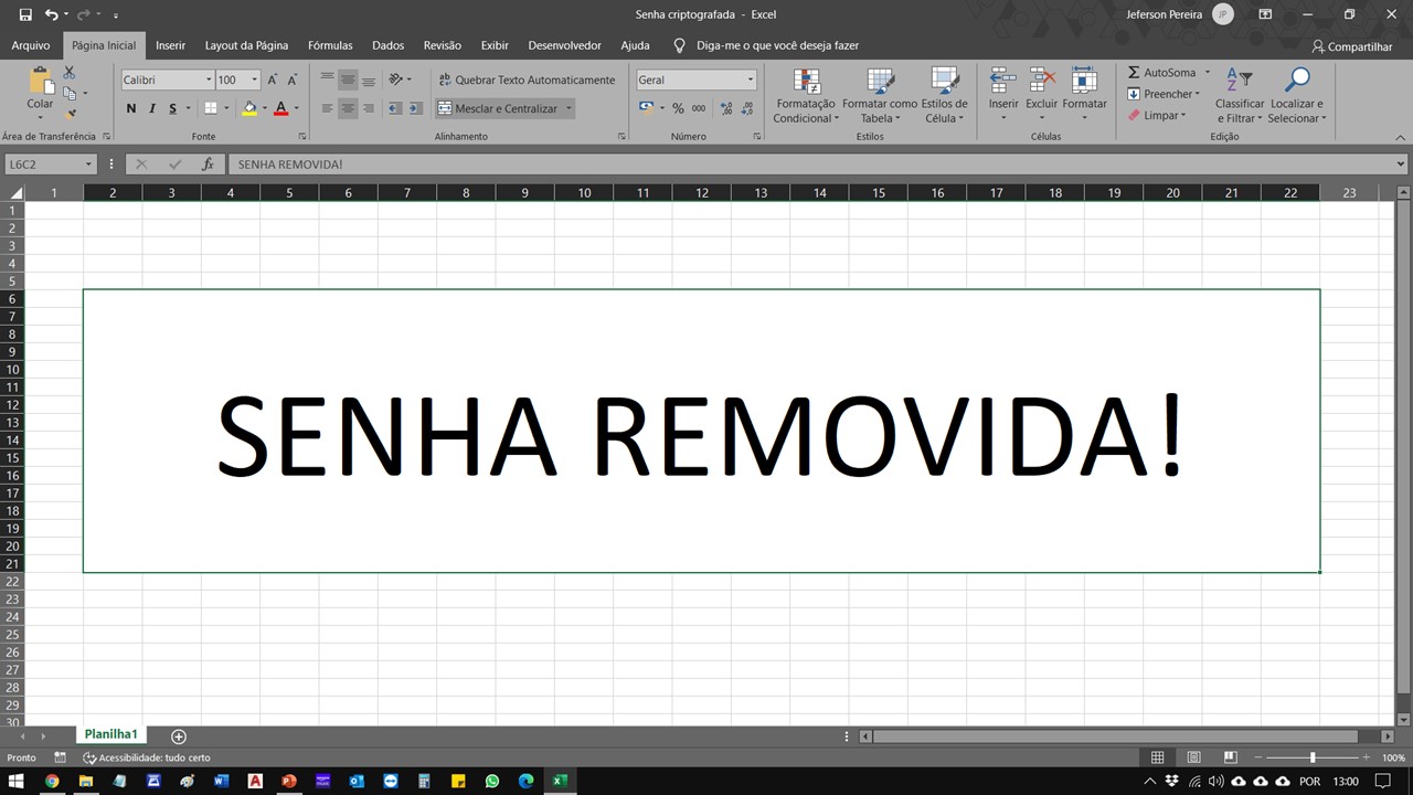 Como remover a senha criptografada no excel Planilha de Obra