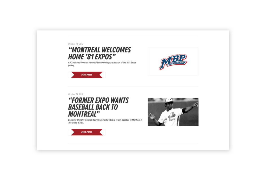 Montreal Baseball Project Plank