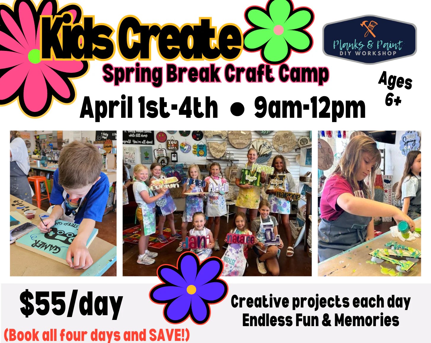 Spring Break Kids Craft Camp 2024 Planks and Paint DIY
