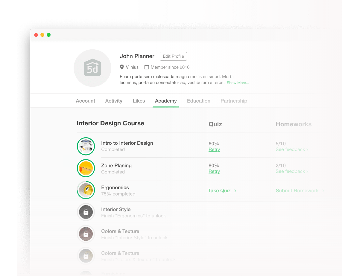 Online Interior Design Course with Certificate Planner 5D