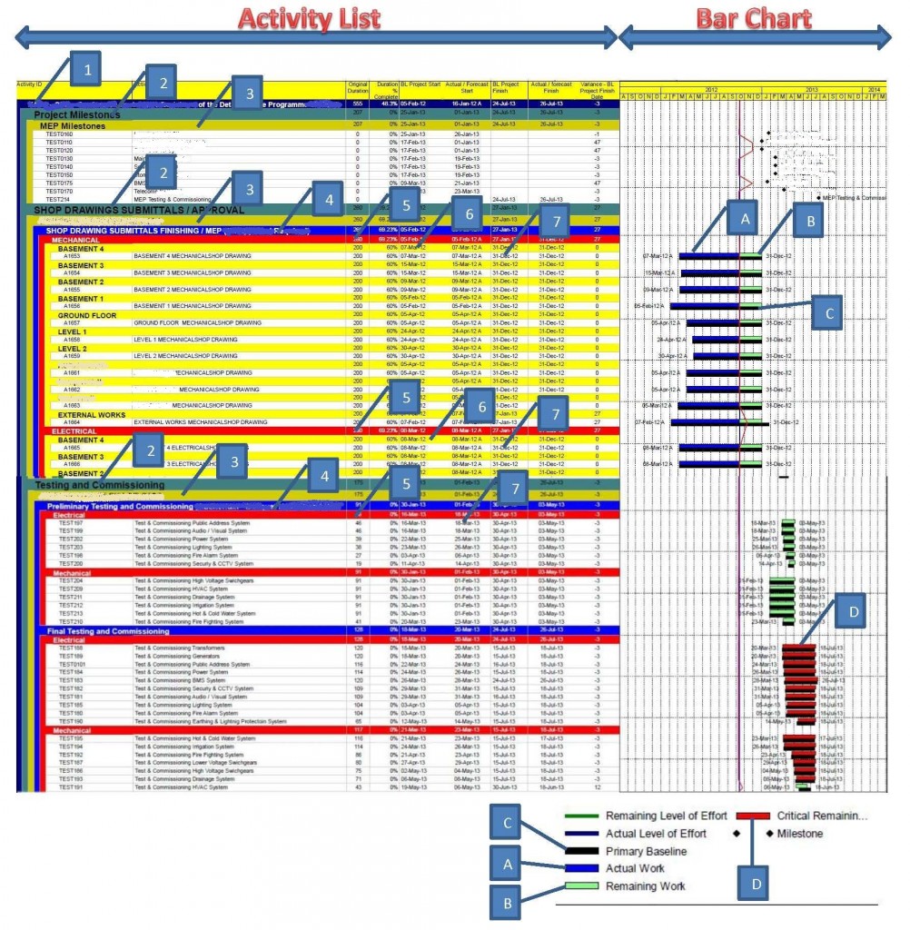 How to read, understand Primavera Time Schedule Planning Engineer