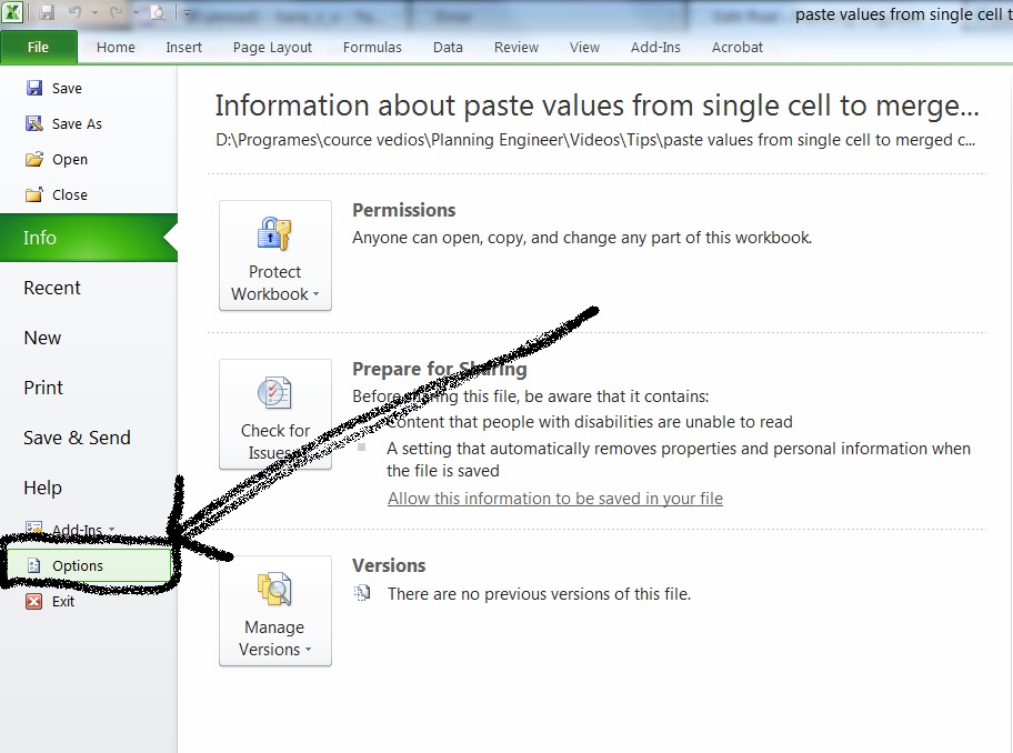 paste values from single cell to merged cell in excel