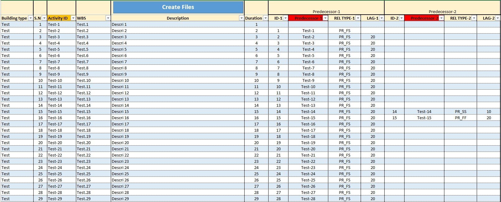 CreatePrimaveraScheduleWithRelationshipsExcelTool Planning