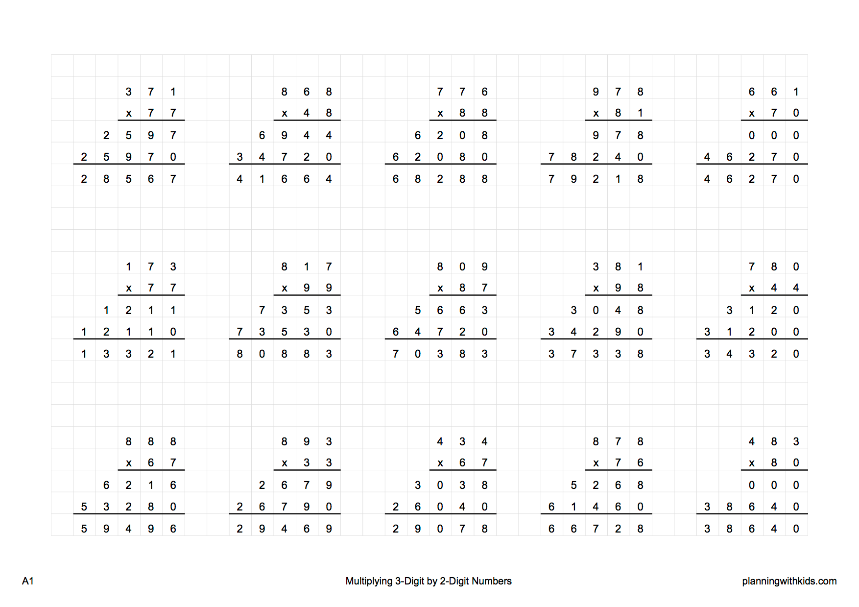 Long Multiplication A1 Worksheet Planning With Kids