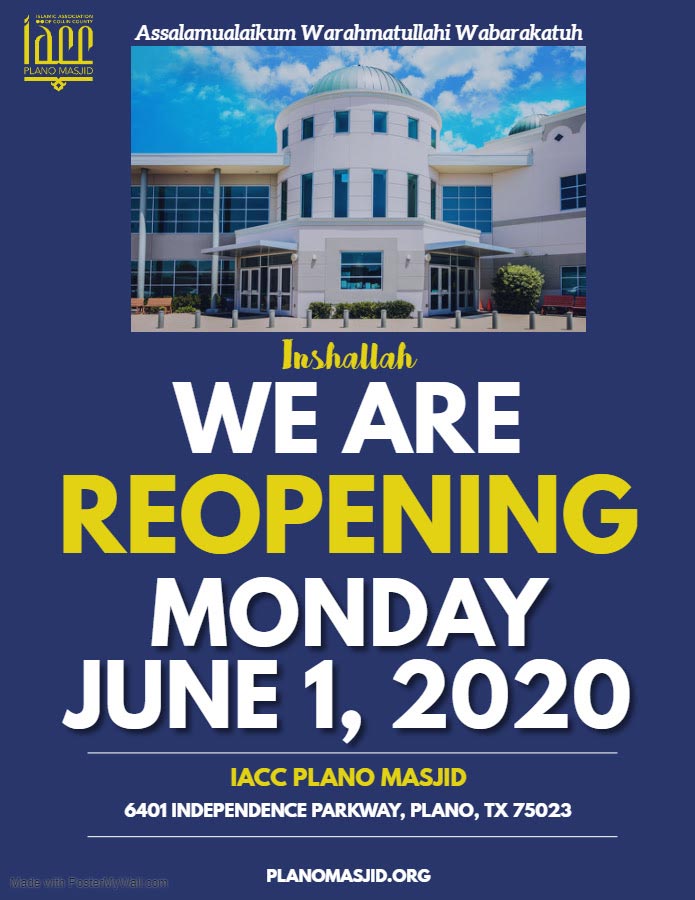 IACC Plano Masjid Reopening Plan Phase I Plano Masjid
