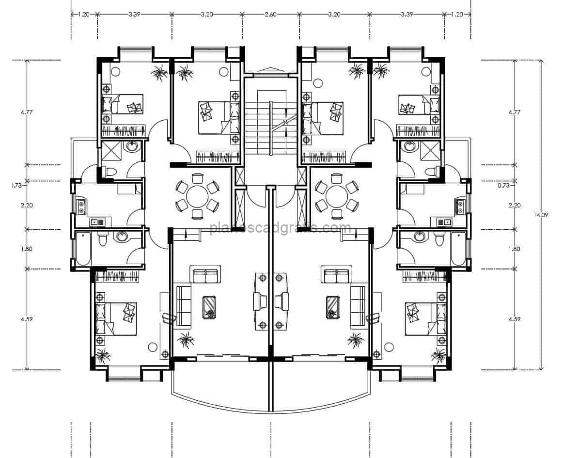 Edificio Residencial 3 Habitaciones Planos de AutoCAD 2704213 Planos CAD
