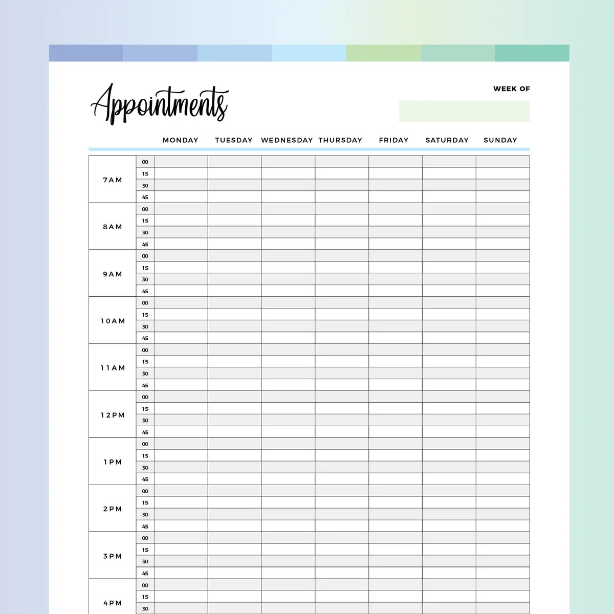 Appointment Planner Printable Instant Download PDF A4 and US Letter Plan Print Land