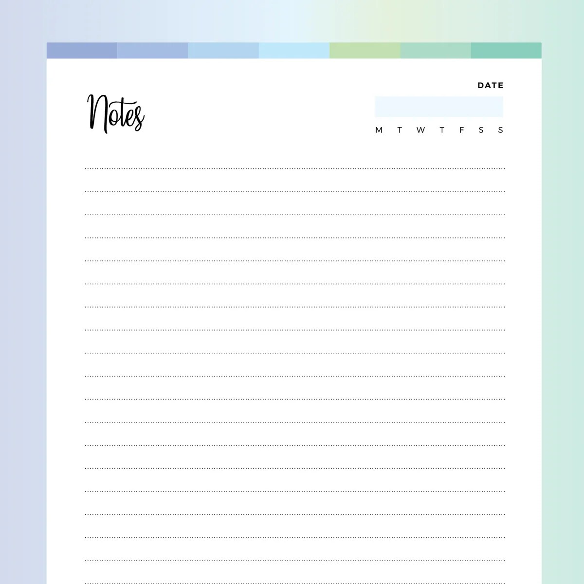Printable Notes Template Instant Download PDF A4 and US Letter Plan Print Land