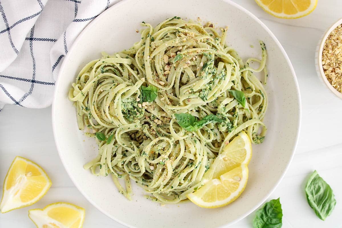 Easy Pasta al Pesto (Linguini with Basil Pesto Sauce) Plant Based Jess
